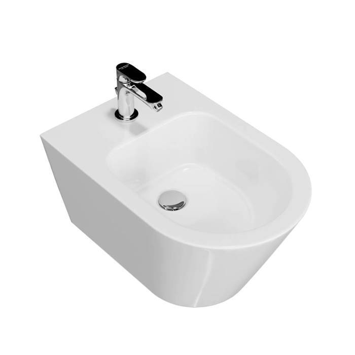 Биде подвесное Kerama Marazzi Plaza Modern 1 отверстие белое глянцевое PLM.bidet.02