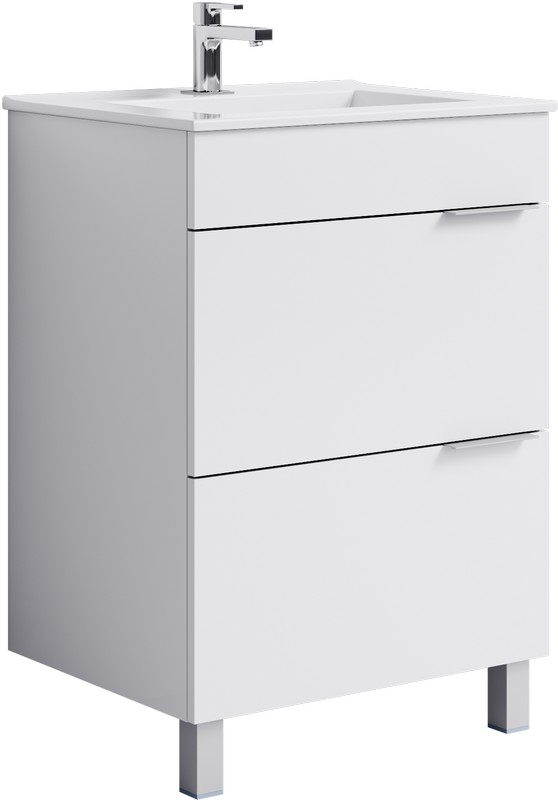Тумба под умывальник напольная AQUATON Бриг 560х835х445 мм 2 ящика белая Br.01.06/2/W