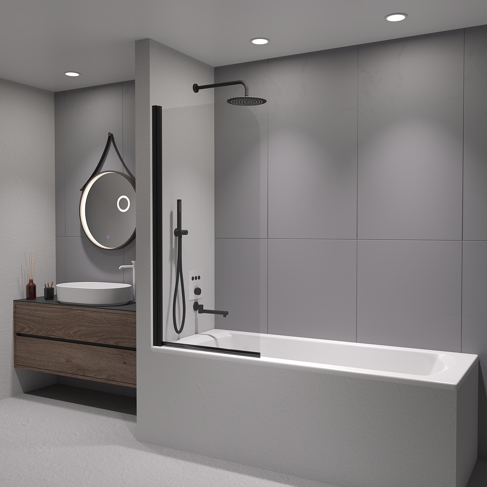 Шторка на ванну RGW Screens SC-109B 700х1500 мм черный профиль 411110907-14