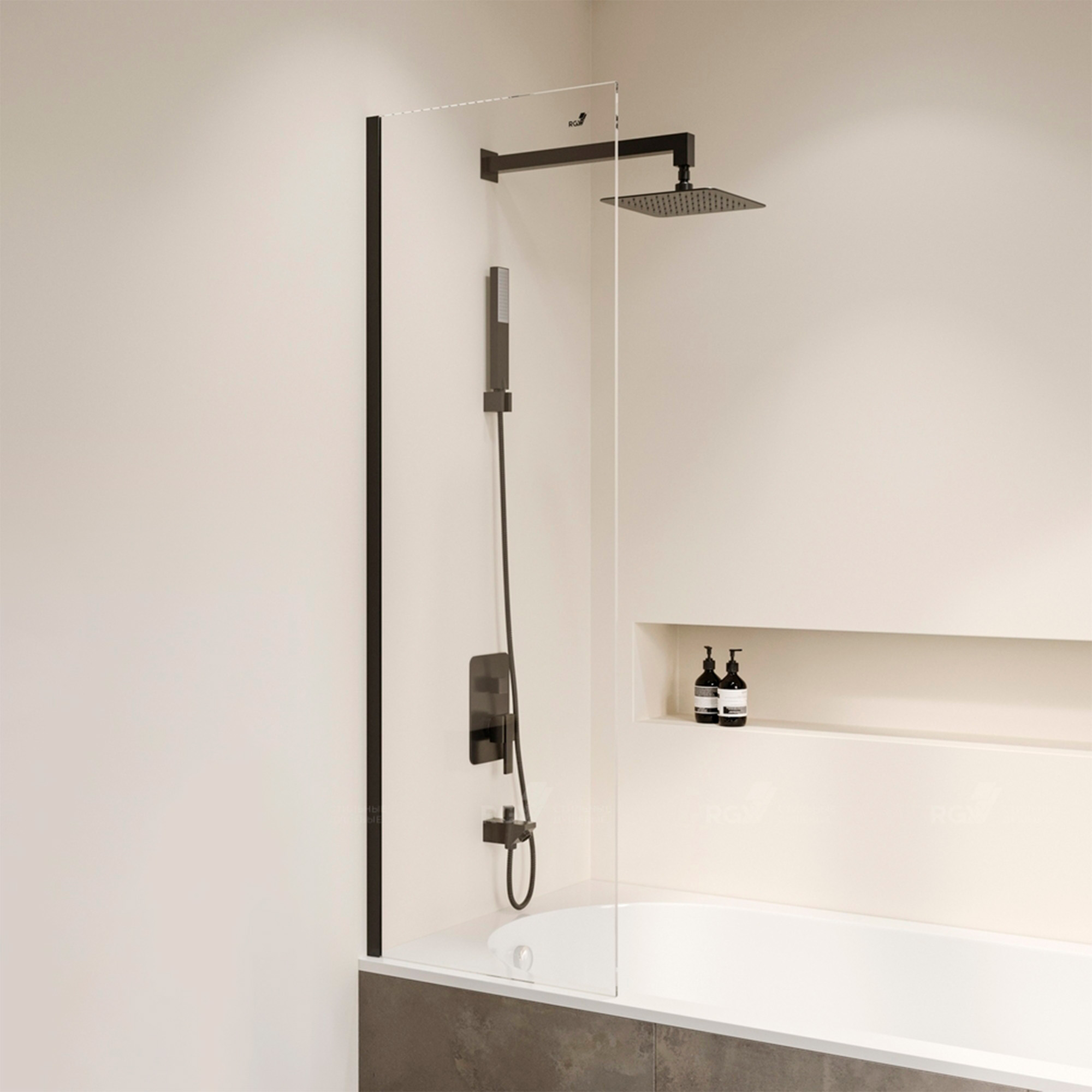 Шторка на ванну RGW SC-056-8B 300 мм профиль черный 35110562830-14