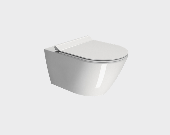 Унитаз подвесной GSI KUBE X 550x360 мм Genius Flush с крепежом белый глянцевый 9413FR511