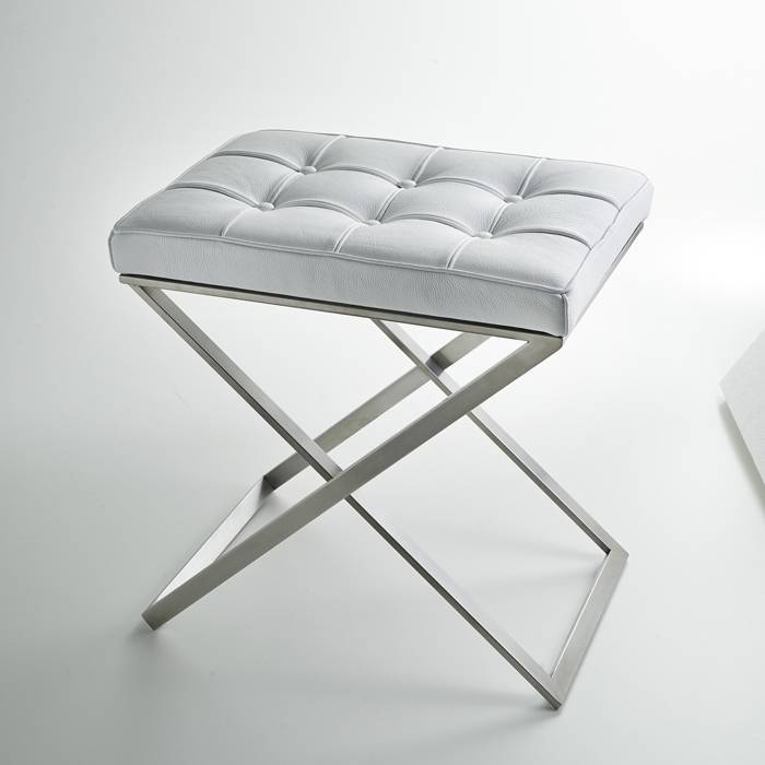 Стул для ванной 3SC LinoLone 50х50х36 см белая кожа стеганая никель сатинированный LONE-C/NX/01