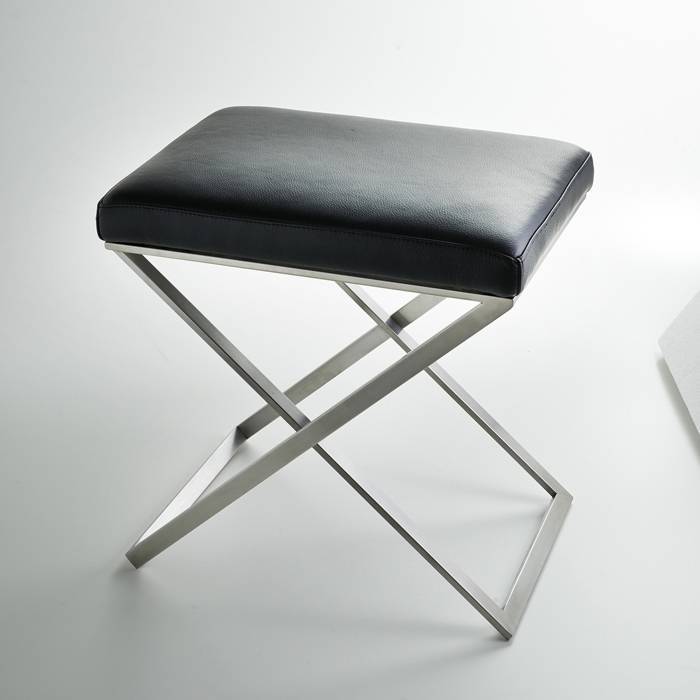 Стул для ванной 3SC LinoLone 50х50х36 см черная кожа никель сатинированный LONE/NX/02