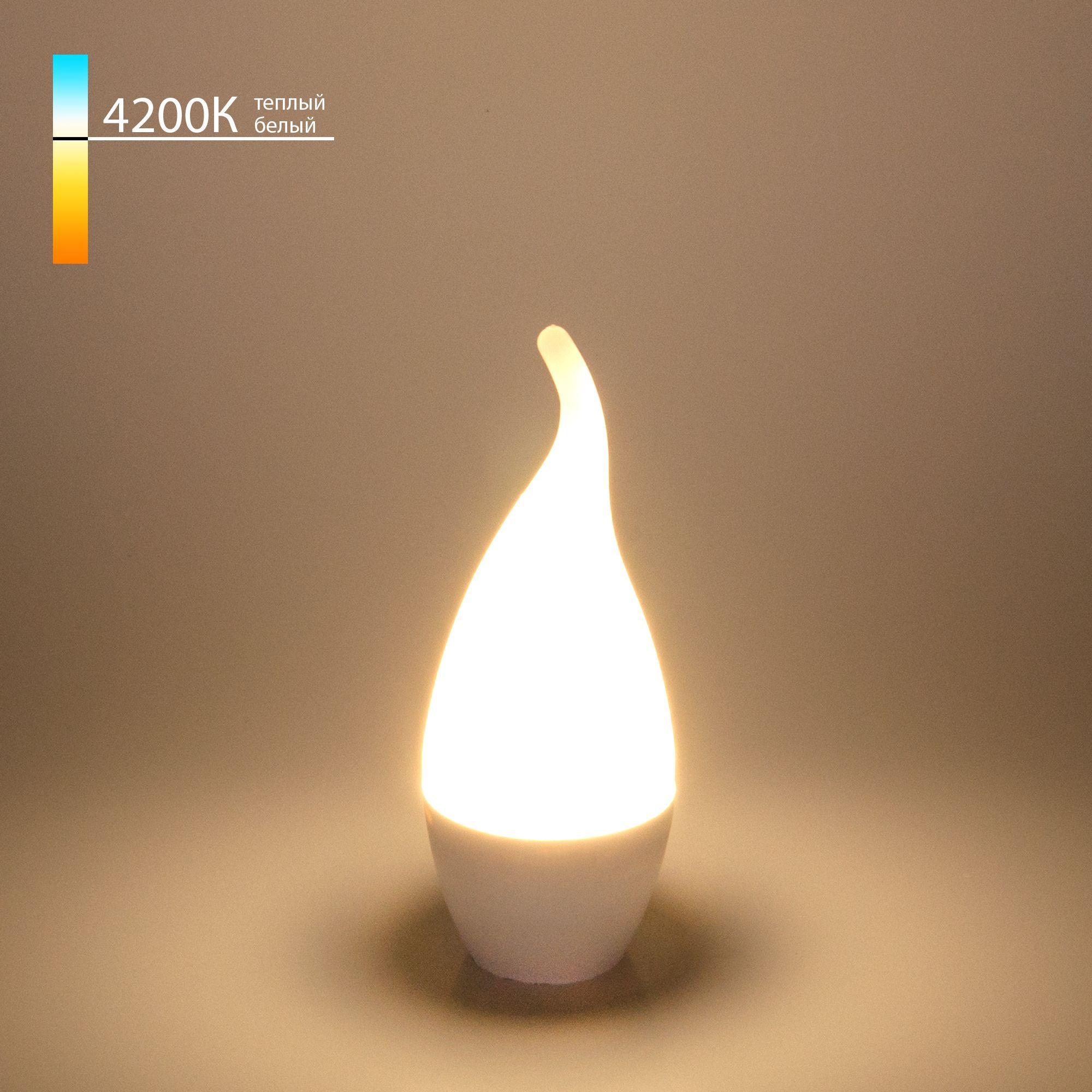 Светодиодная лампа quotСвеча на ветруquot CA37 6W 4200K E14 BLE1419
