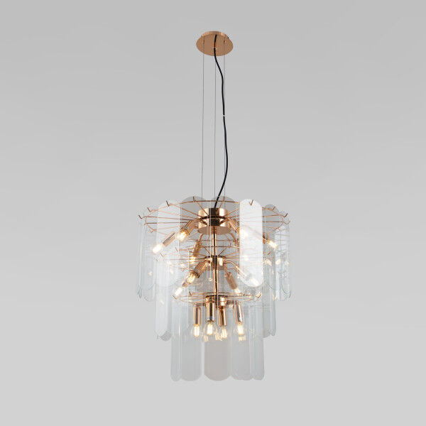 Умная подвесная люстра со стеклянными плафонами 60171 золото