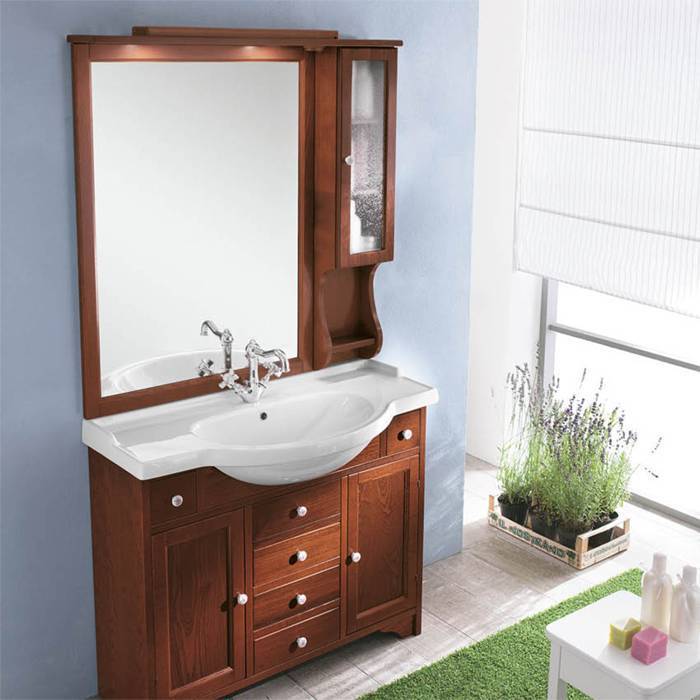 Комплект мебели для ванной EBAN Eleonora 105 см напольный noce FAC01PO / FPLEB105-B / FBSEL105-N