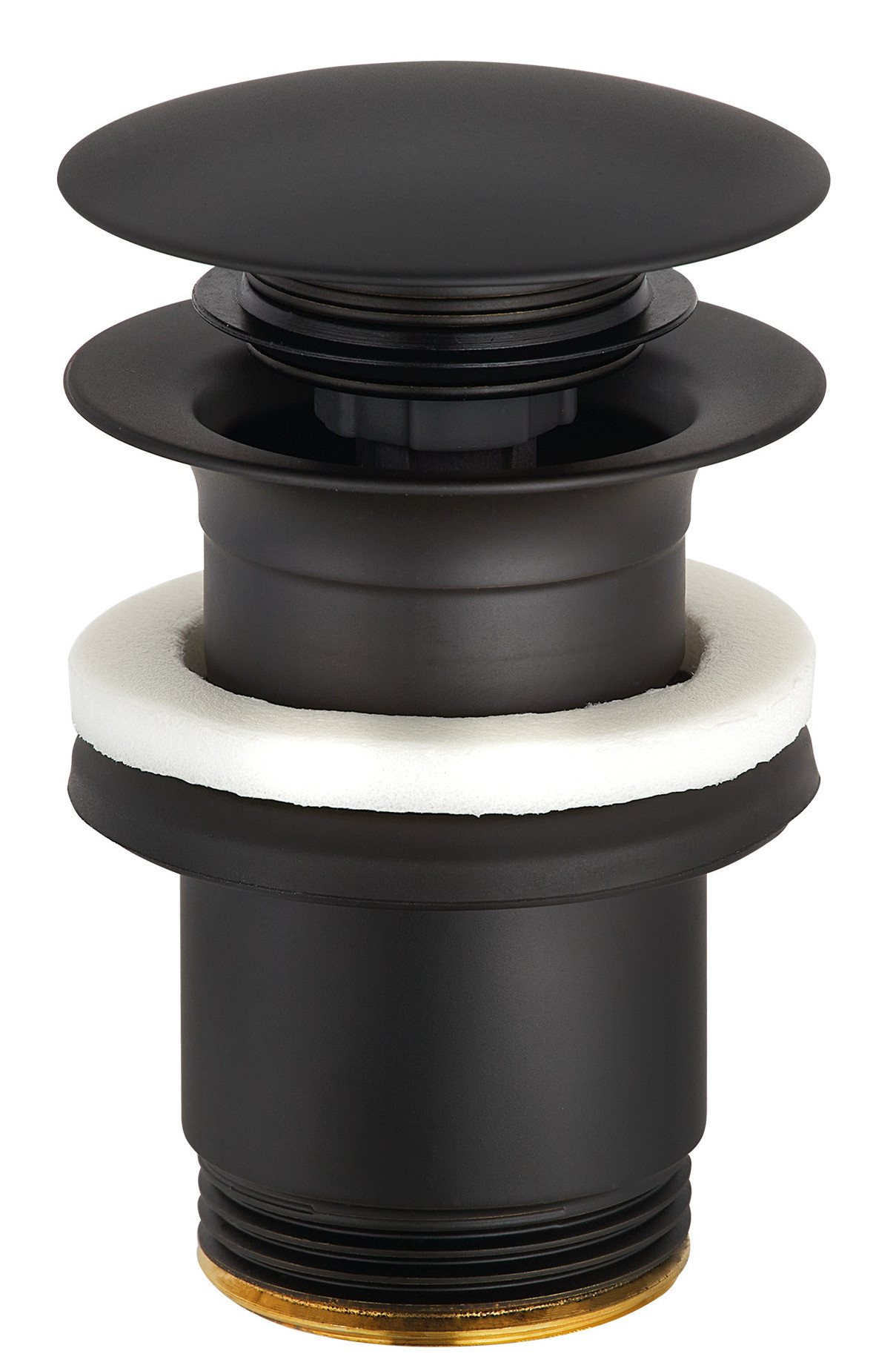 Донный клапан Kludi PushOpen 1 1/4 для раковин с переливом черный матовый 1042639-00