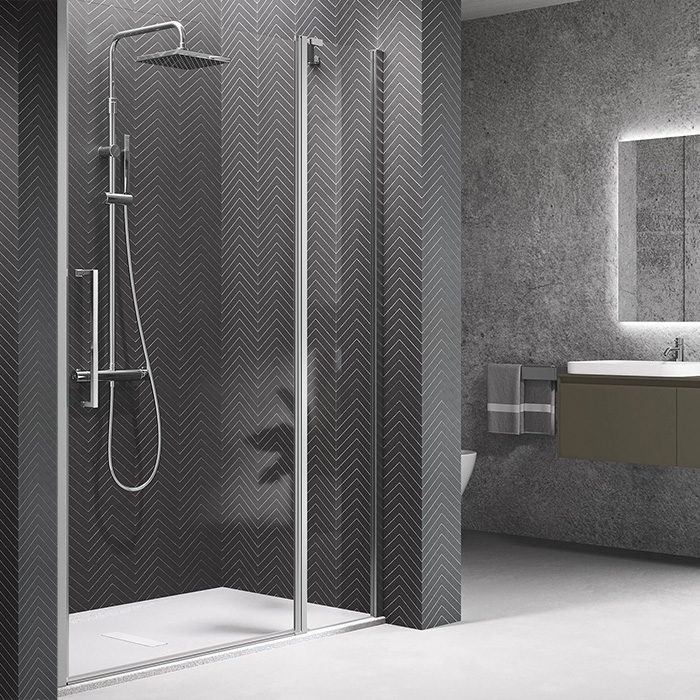 Душевая дверь Novellini Young 2P 87-91х200 см распашная с неподвижным сегментом хром Y22P87-1K