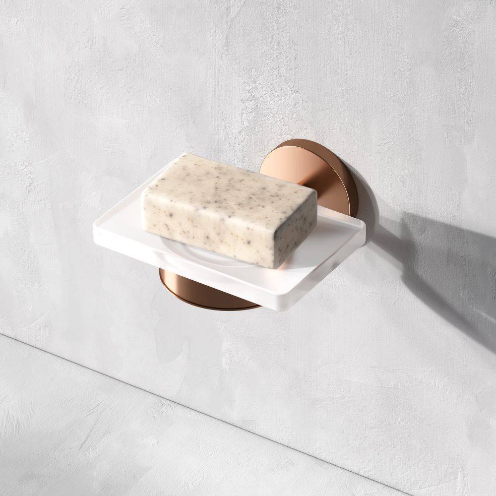 Мыльница стеклянная с настенным держателем AM.PM X-Joy розовое золото A85A34244