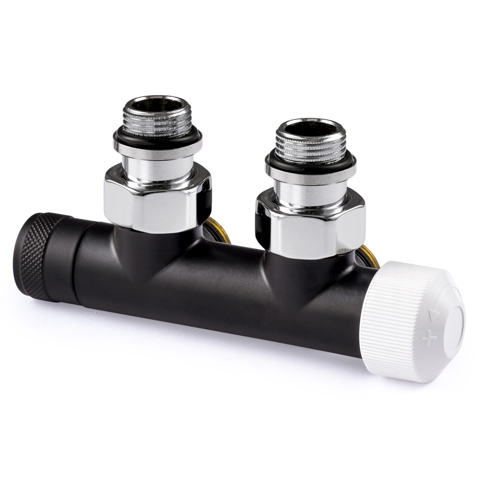 Узел нижнего подключения термостатический SR Rubinetterie угловой правый 1/2 x 3/4 E черный матовый 0684-1500VCES