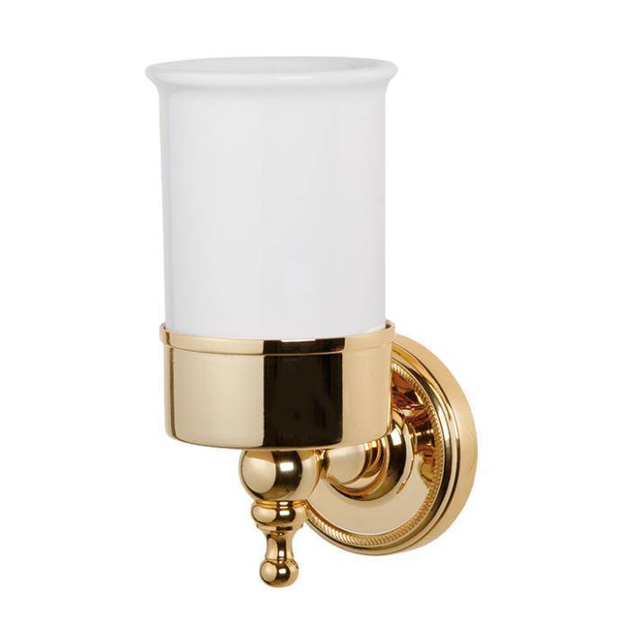 Стакан для зубных щеток подвесной TW Bristol 109 керамический белый/золото TWBR109oro