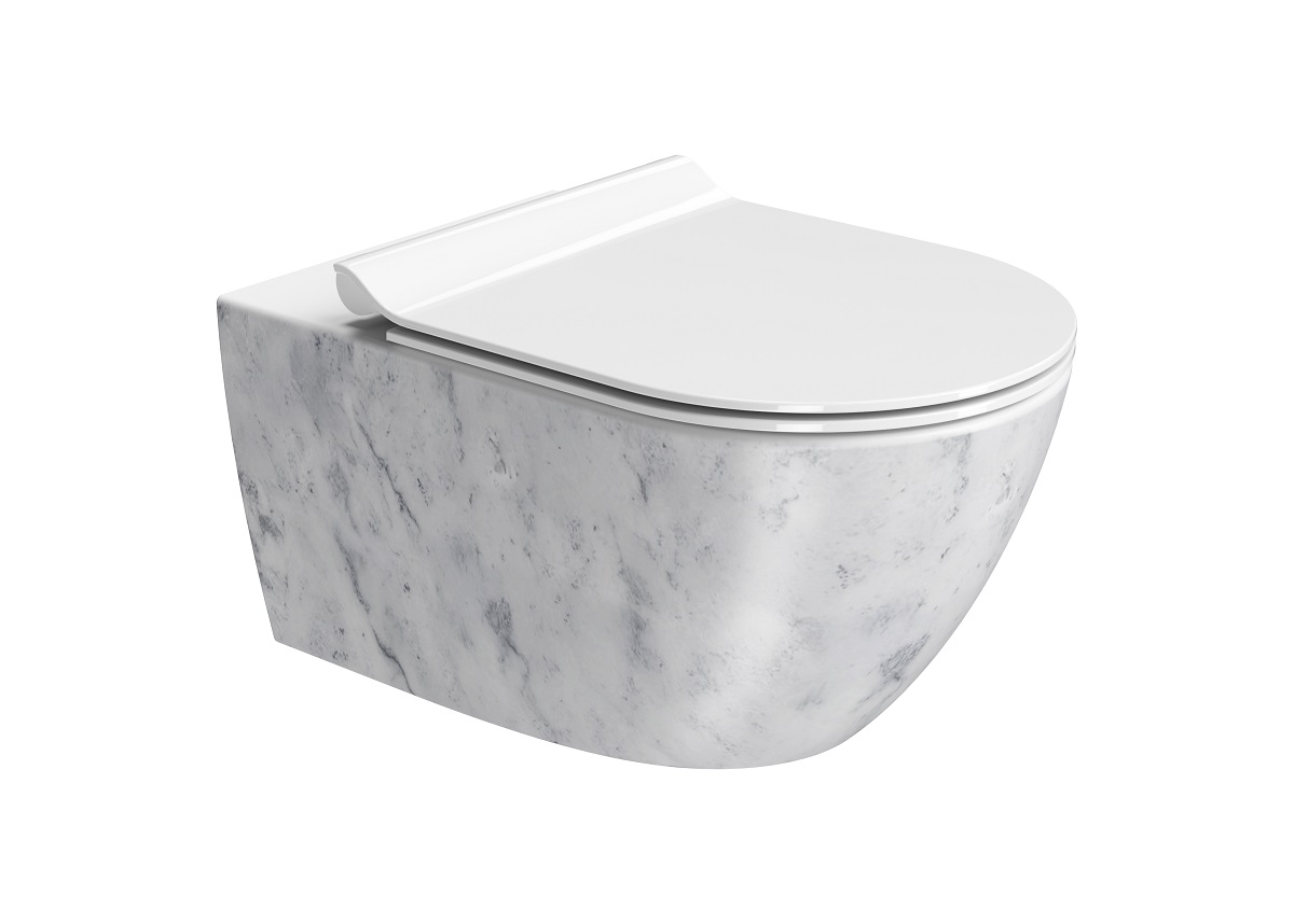 Унитаз подвесной безободковый GSI AltaCeramica Swirlflush 550x360 мм Marbled white AC201F35