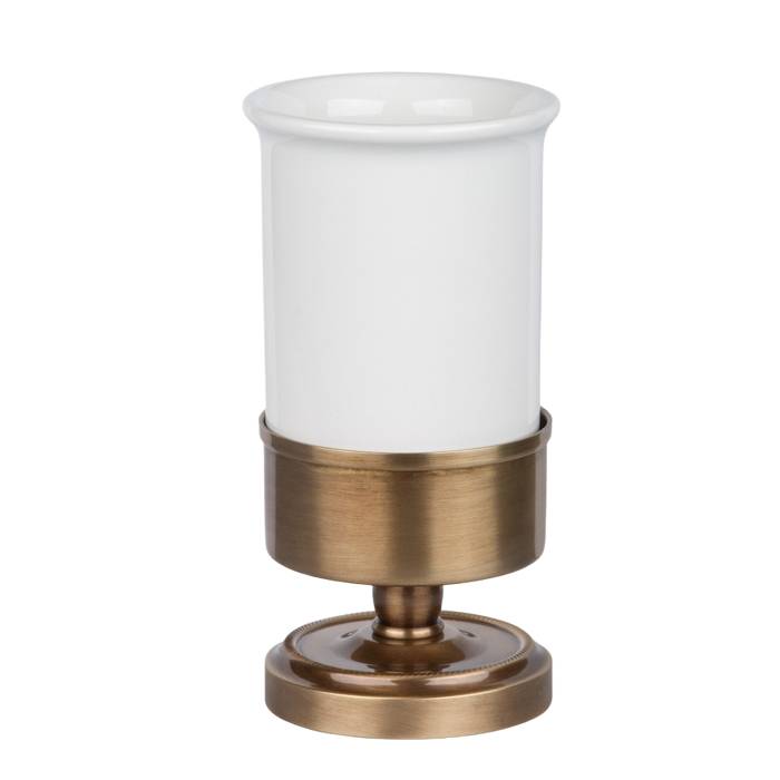 Стакан для зубных щеток настольный Tivoli World Bristol 190 керамический белый бронза TWBR190br