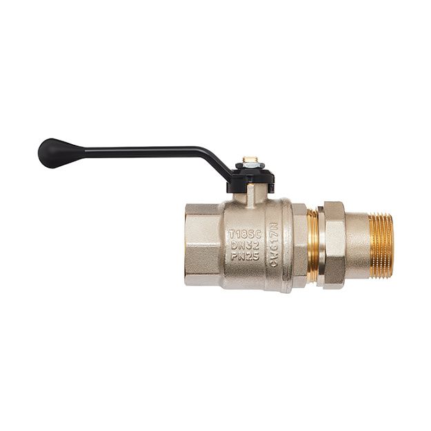 Кран шаровой Hoobs ORION с американкой 1 1/2 НР/ВР ручка-рычаг черный 15126H