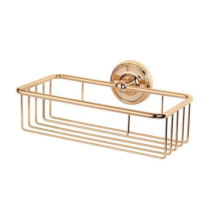 Полка-решетка для ванной подвесная TW Bristol 527 прямоугольная 24x14x7 см светлое золото TWBR527gold