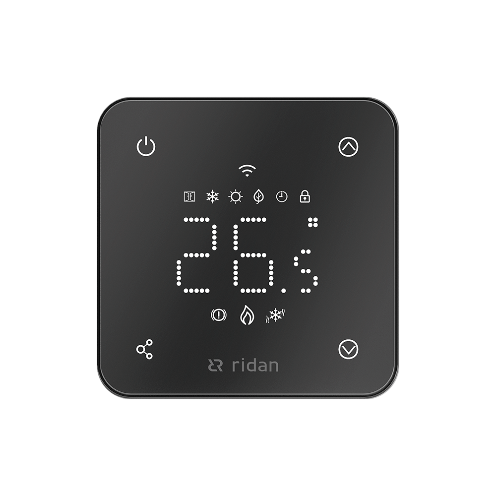 Комнатный термостат Ридан RSmart-FB Wi-Fi 230 В встраиваемый черный 088L1144R