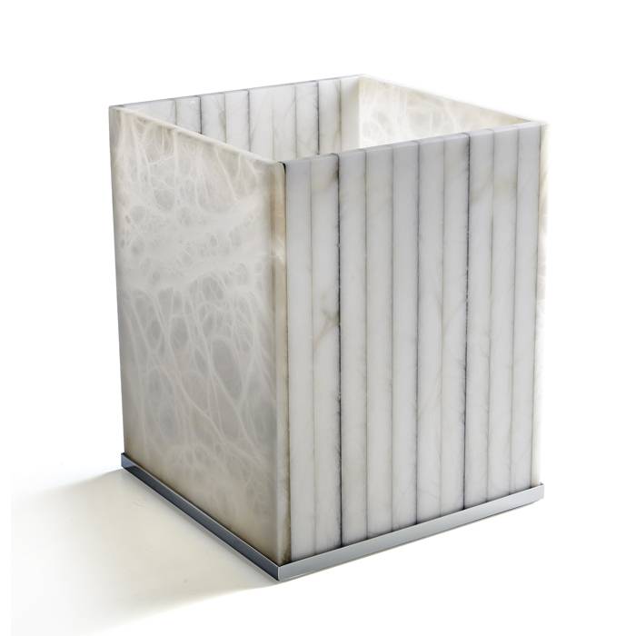 Ведро для мусора 3SC Rigato 20х25х20 см без крышки алебастр/хром AL65SL