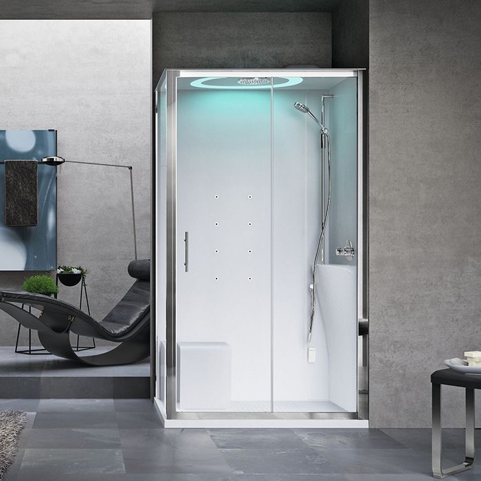 Душевая кабина Novellini Eon 2P 120х80х221 см Dx гидромассаж термостат LED хром/белый EON2P129DT1F-1AK