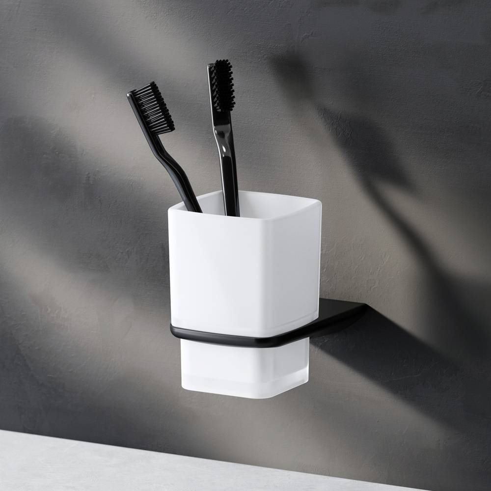 Стакан стеклянный с настенным держателем AM.PM Inspire V2.0 черный матовый A50A34322