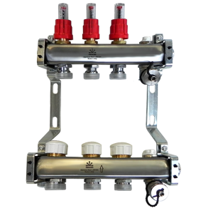 Блок коллекторный Gekon 1 со сливными кранами и воздухоотводчиками 3 выхода 3/4 EK GK 72103