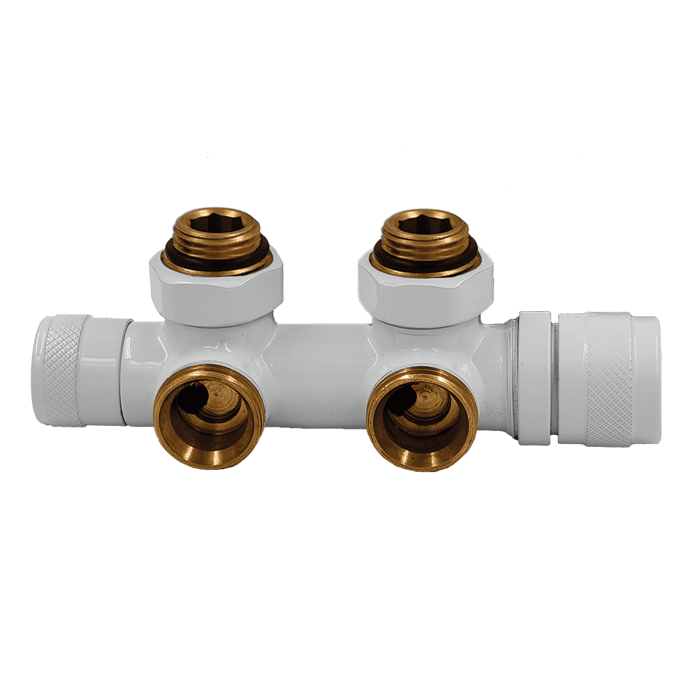 Узел нижнего подключения термостатический Primoclima Armature Lunar угловой левый 1/2 x 3/4 EK белый PCART888AW