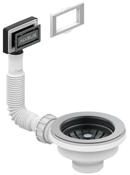 Выпуск для мойки Alveus 114 Anthracite new с рамкой и заглушкой гофра 1144843