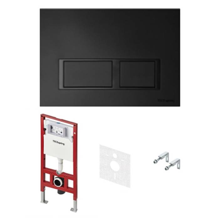 Комплект инсталляции 4 в 1 TECE TECEspring панель с прямоугольными кнопками черный матовый S401204