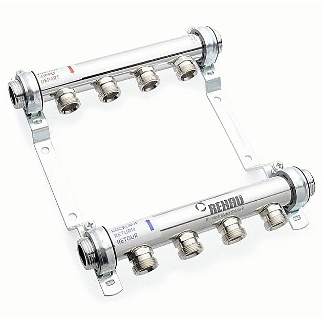 Коллекторная группа из нержавеющей стали REHAU HLV 03 контура 1 x 3/4 Евроконус 11102041001