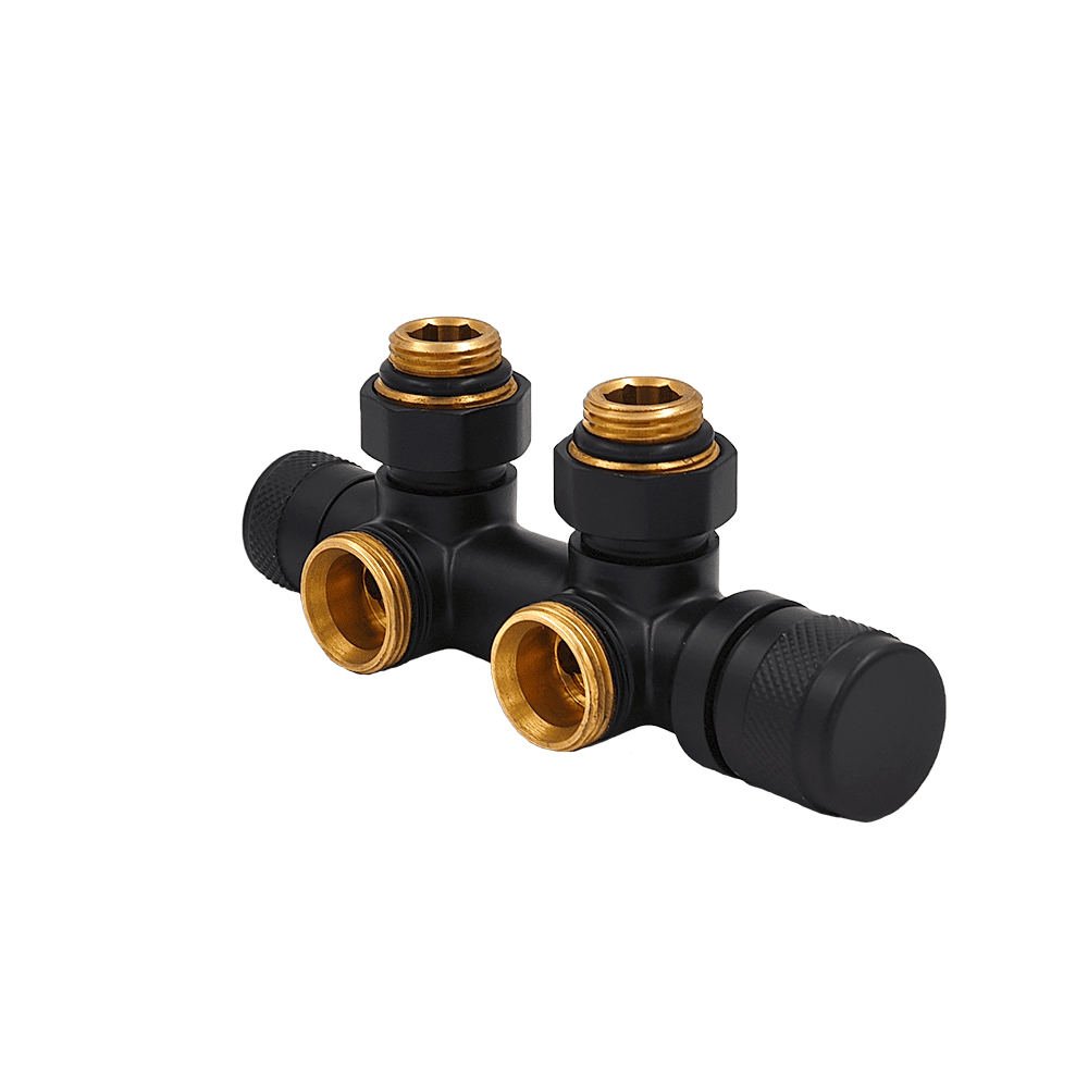 Узел нижнего подключения термостатический Primoclima Armature Lunar угловой левый 1/2 x 3/4 E черный PCART888AB