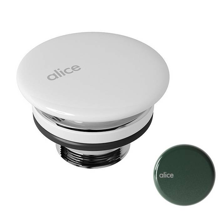 Донный клапан для раковины Alice керамический неперекрываемый зеленый матовый PIL00639