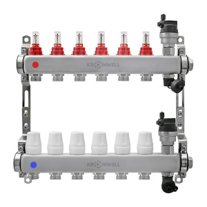 Блок коллекторный Kromwell 1 из нержавеющей стали с расходомерами 6 выходов 3/4 EK KW.SM6000665