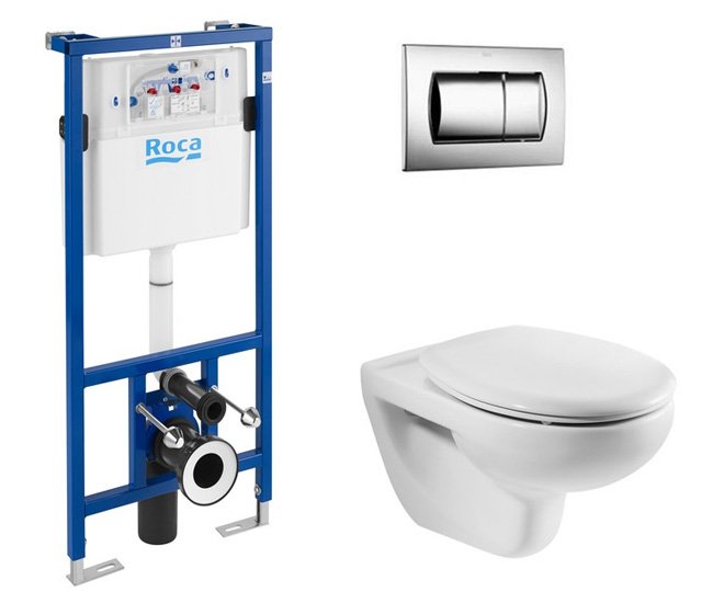 Комплект инсталляция с подвесным унитазом Roca Mateo сиденье и кнопка 893100010