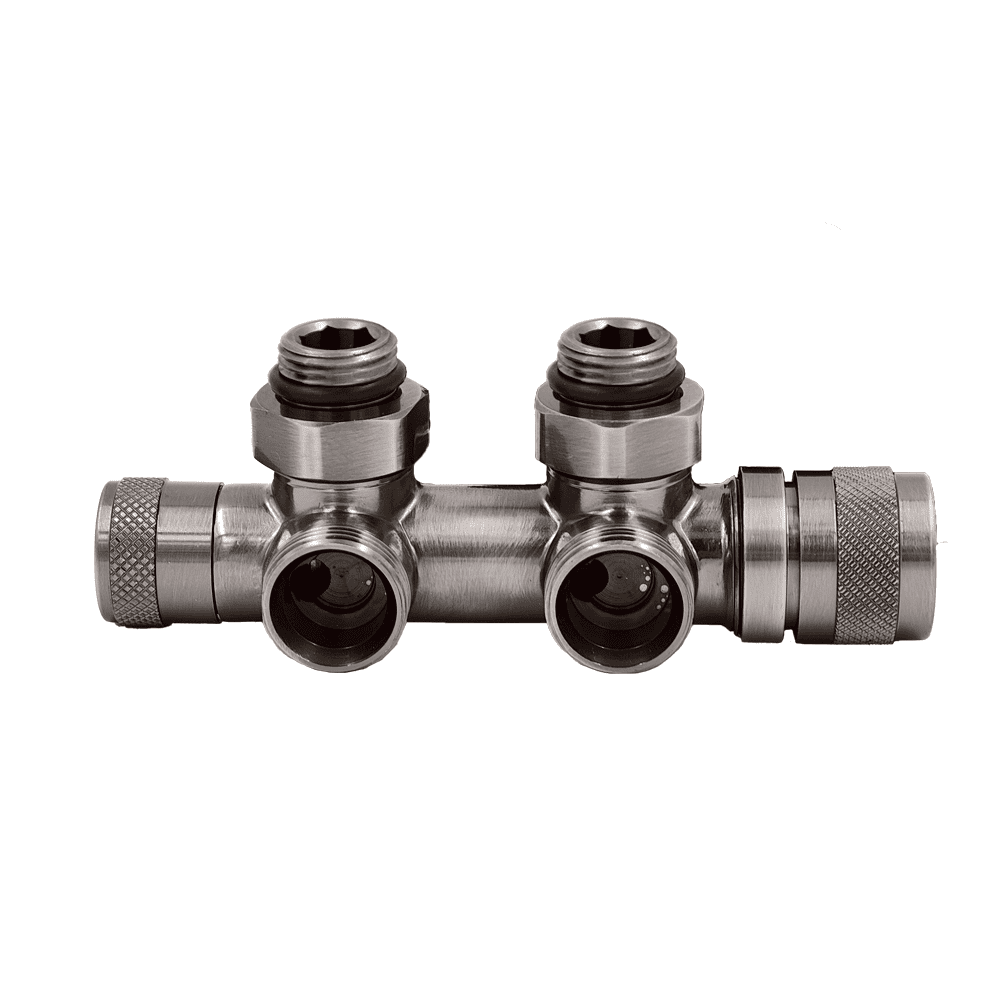 Узел нижнего подключения термостатический Primoclima Armature Lunar угловой левый 1/2 x 3/4 EK никель матовый PCART888AN