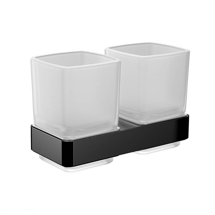 Стакан для зубных щеток двойной подвесной emco Loft черный/хрусталь 0525 133 00