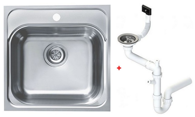 Мойка кухонная Alveus Basic 140 врезная 465х465х185 мм с сифоном 1100905