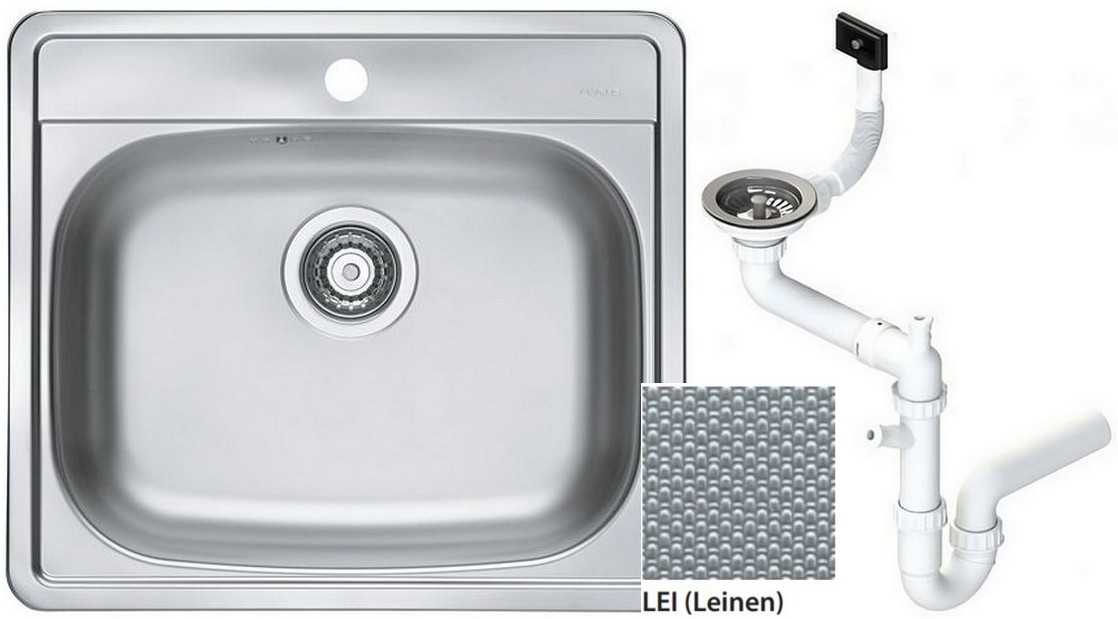 Мойка кухонная Alveus More 10 врезная 560х500х166 мм декор с сифоном 1103106