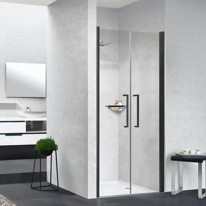 Душевая дверь Novellini Young 97-101х200 см распашная двойная в нишу черный Y22B97-1H