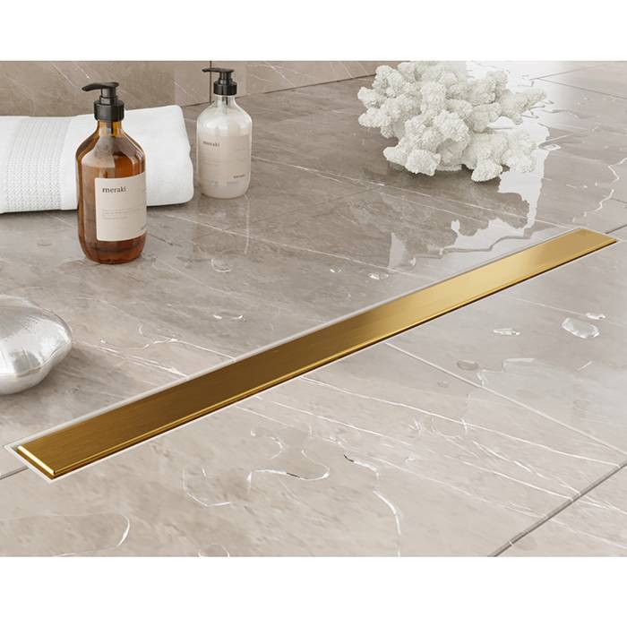 Трап душевой Plumberia Selection PS MODULAR 4x80 мм комбинированный затвор золото брашированное PSM80OB