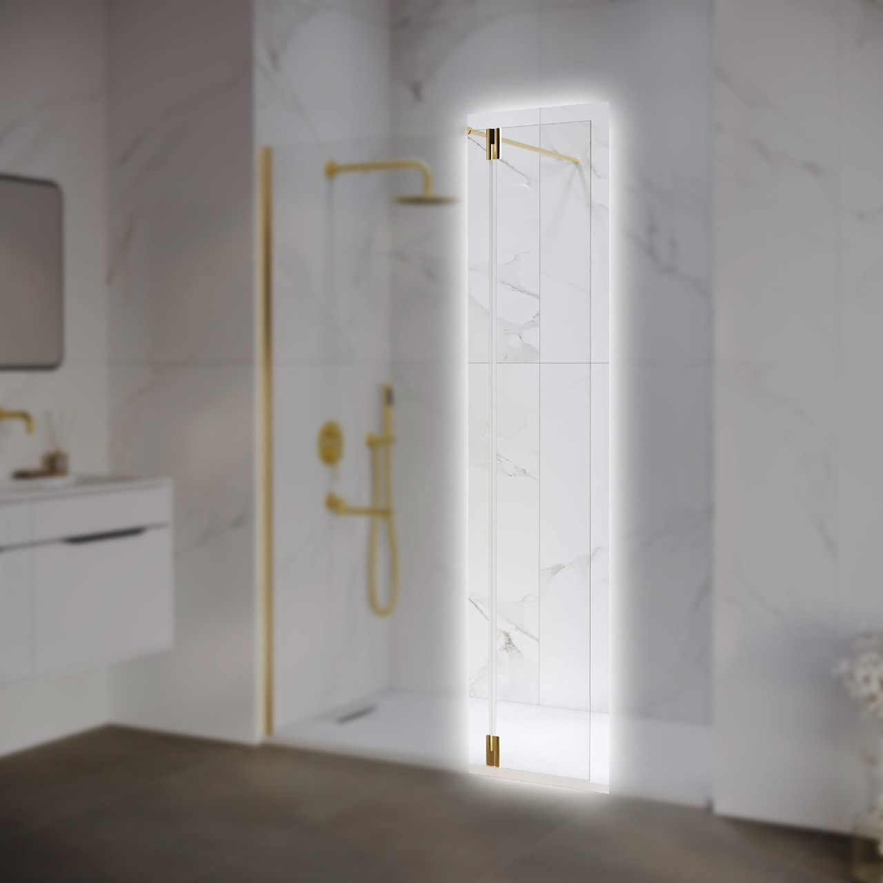 Боковая панель RGW Z-070Gb 300х1950 мм стекло 6 мм золото 352207003-16