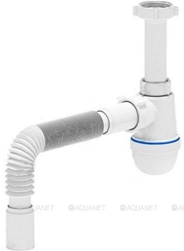 Сифон для раковины АНИ Пласт 1 1/2х32 без выпуска с гибкой трубой C0125