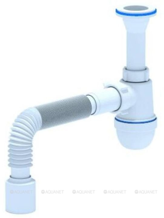 Сифон для мойки АНИ Пласт Варяг C5510 с выпуском и гибкой трубой 40x40/50 мм C5510